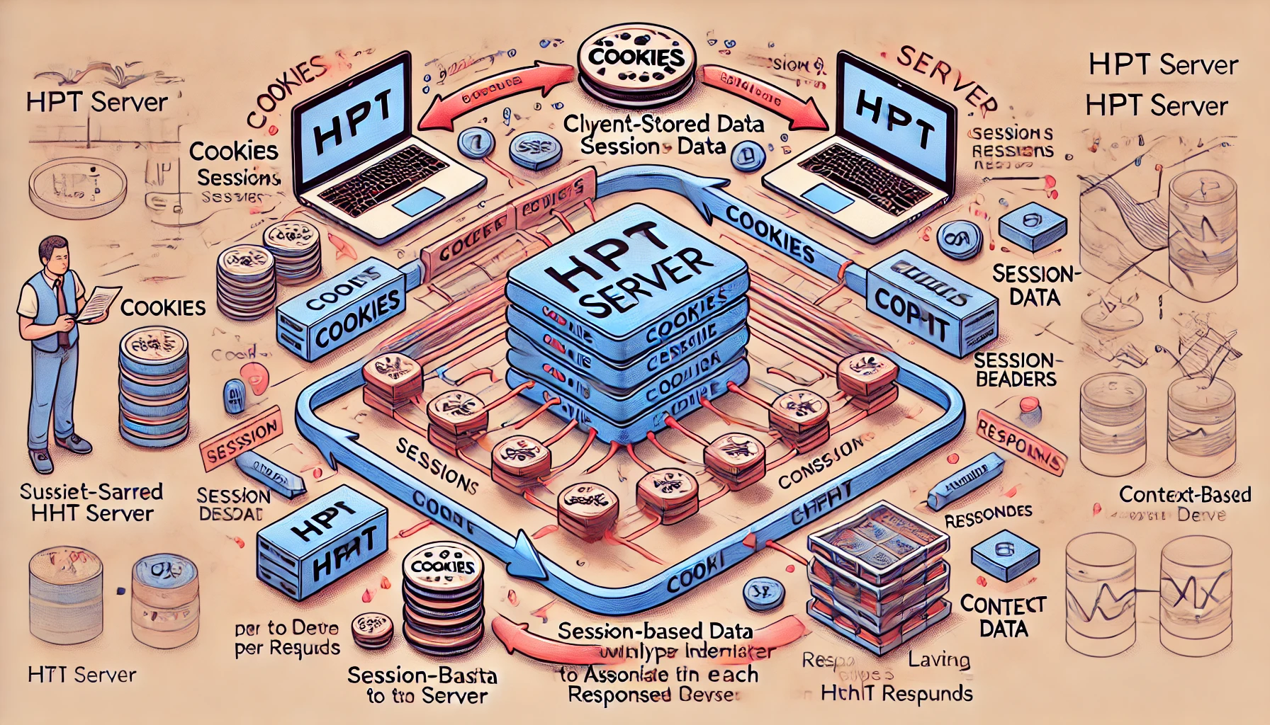 ai generated image displaying a networking and data-transfer nightmare mess